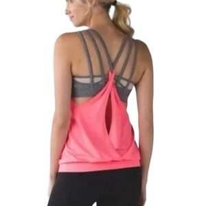 Lululemon Nouveau Limits Tank Raspberry Glo Slate Gray Size 8